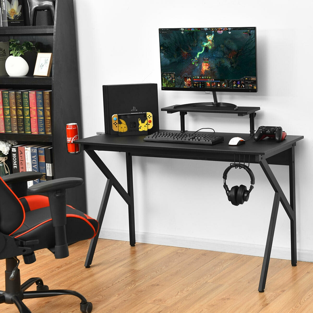 Gaming Desk Computer Desk with Cup Holder and Headphone HookÂ