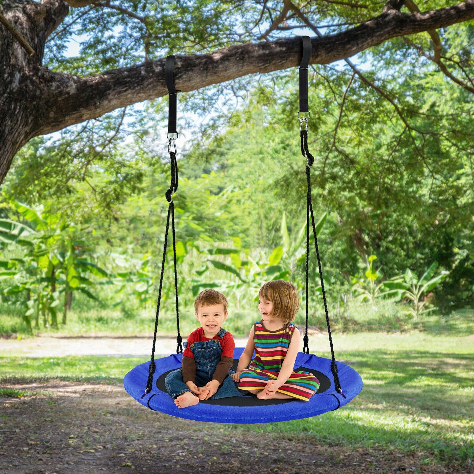 40 Inch 770 lbs Flying Saucer Tree Swing Kids Gift with 2 Tree Hanging Straps-BlueÂ