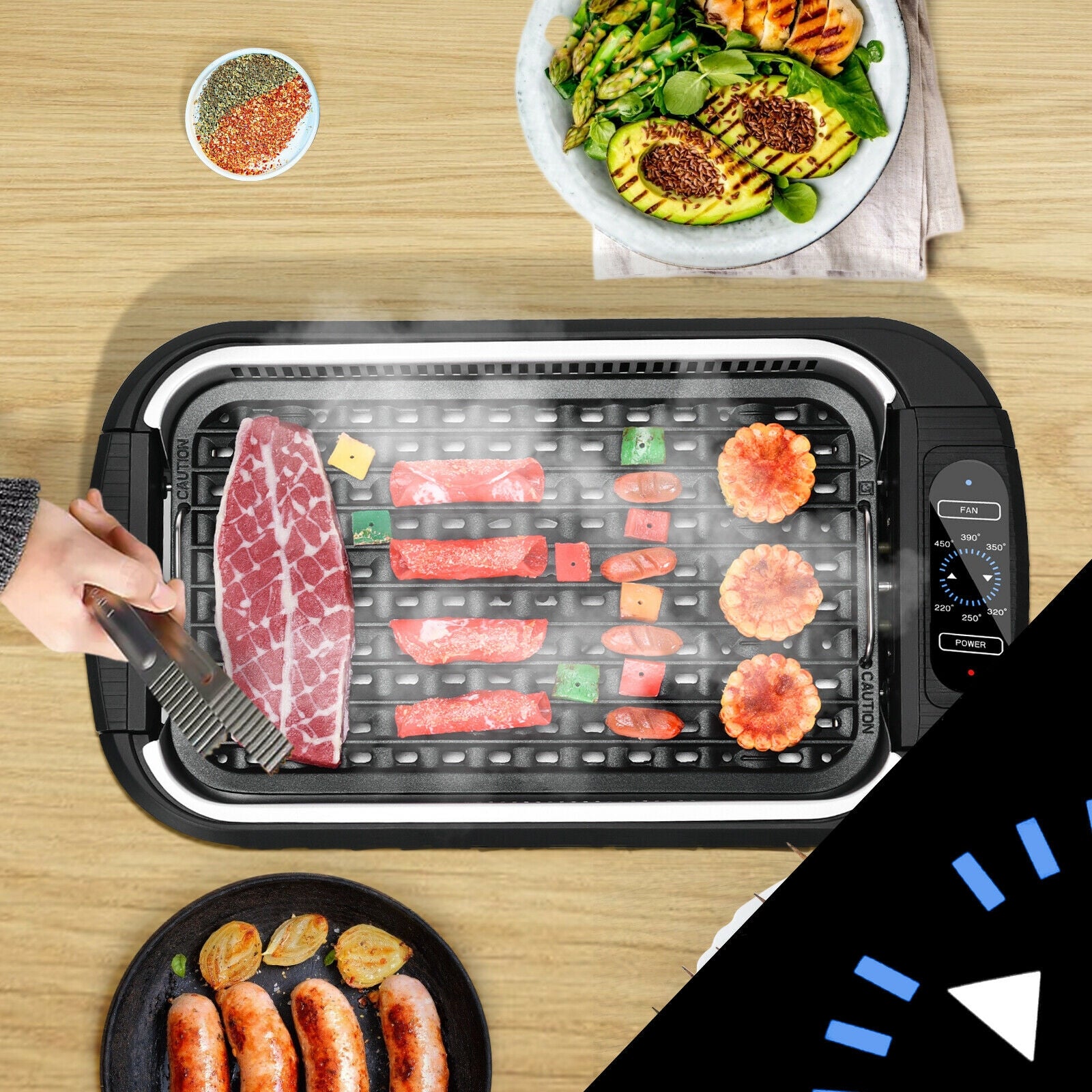 Smokeless Electric Portable BBQ Grill with Turbo Smoke ExtractorÂ