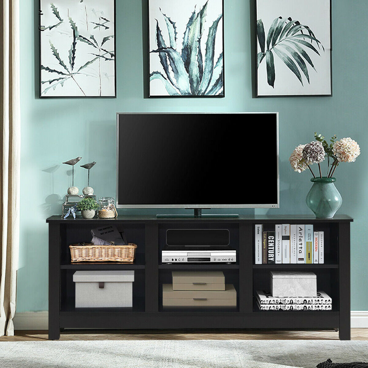 60 Inch Entertainment TV Stand Cabinet-BlackÂ