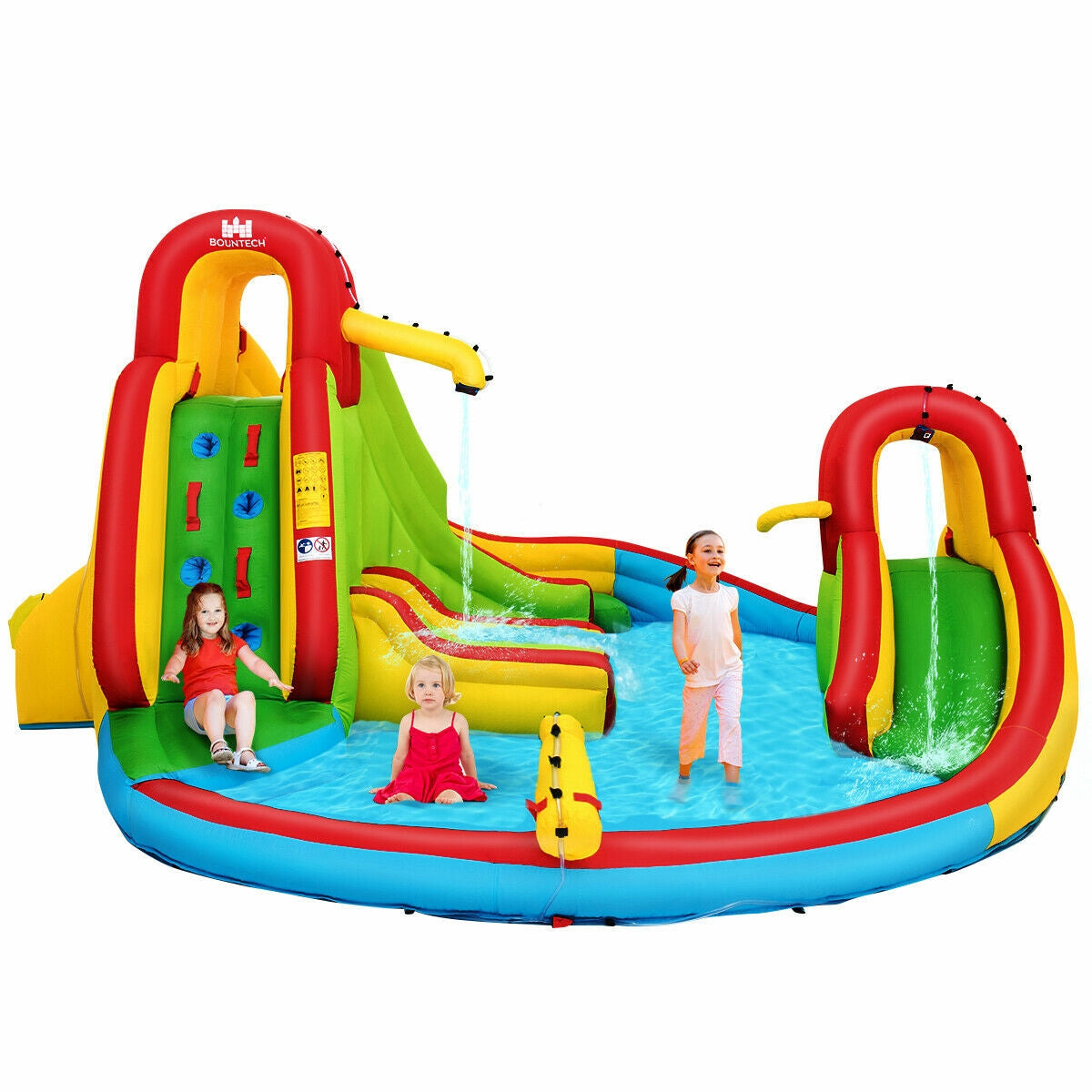 Kid's Inflatable Water Slide Bounce House with Climbing Wall and Pool Without BlowerÂ