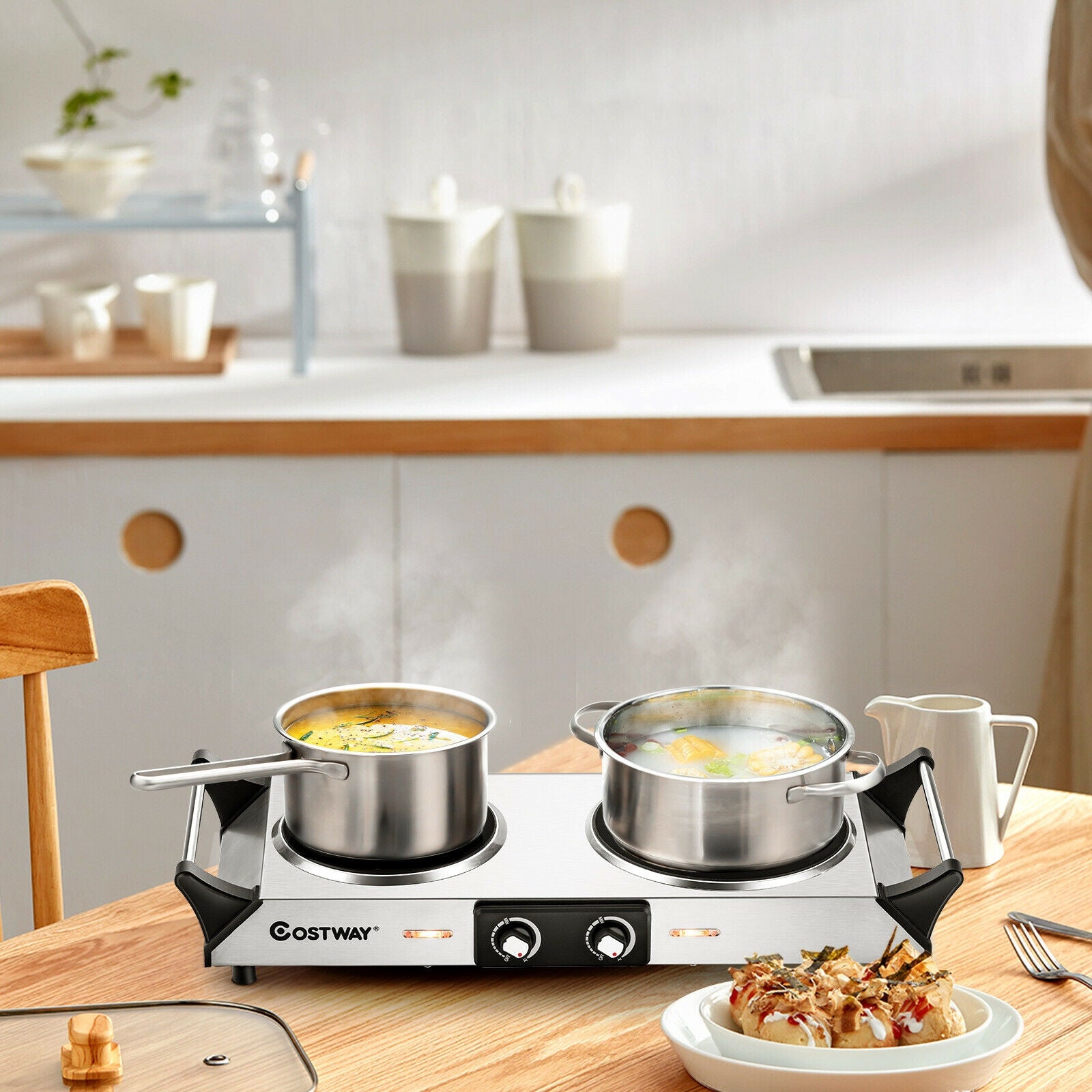 Ceramic Infrared Countertop Stove with Temperature Control and Insulated Cool HandlesÂ