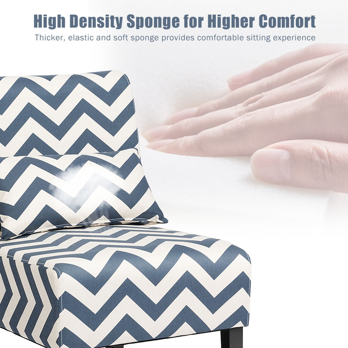 Accent Armless Single Sofa with Lumbar Pillow for Home and Office-BlueÂ