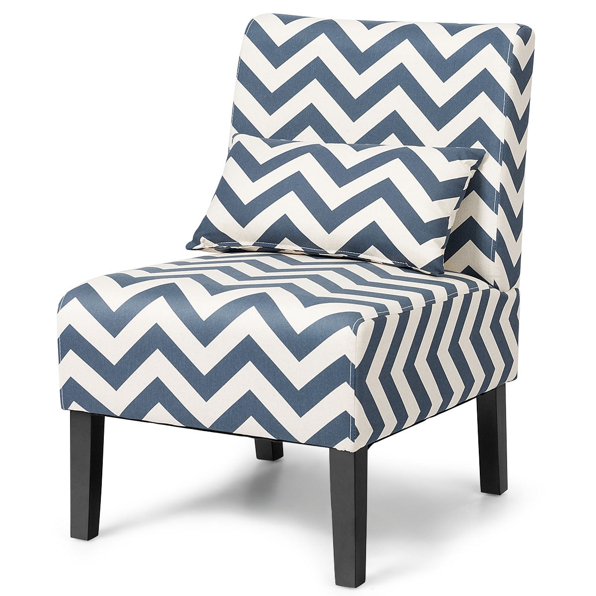 Accent Armless Single Sofa with Lumbar Pillow for Home and Office-BlueÂ