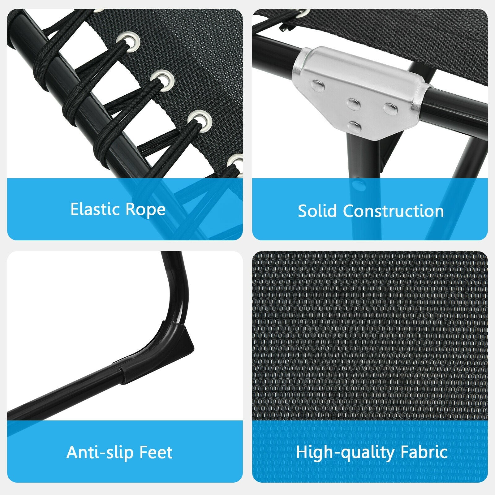 Folding Heightening Design Beach Lounge Chair with Pillow for Patio-BlackÂ