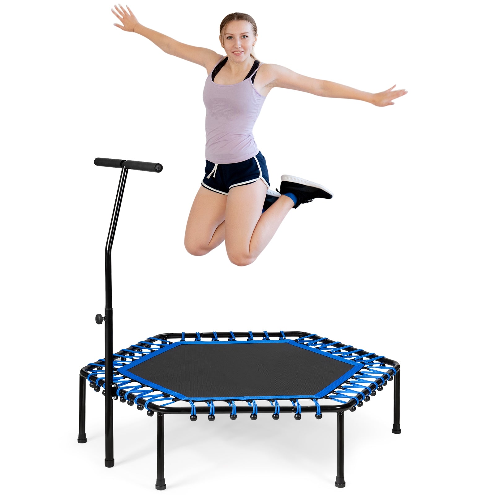 51" Mini Fitness Trampoline with Adjustable BarÂ