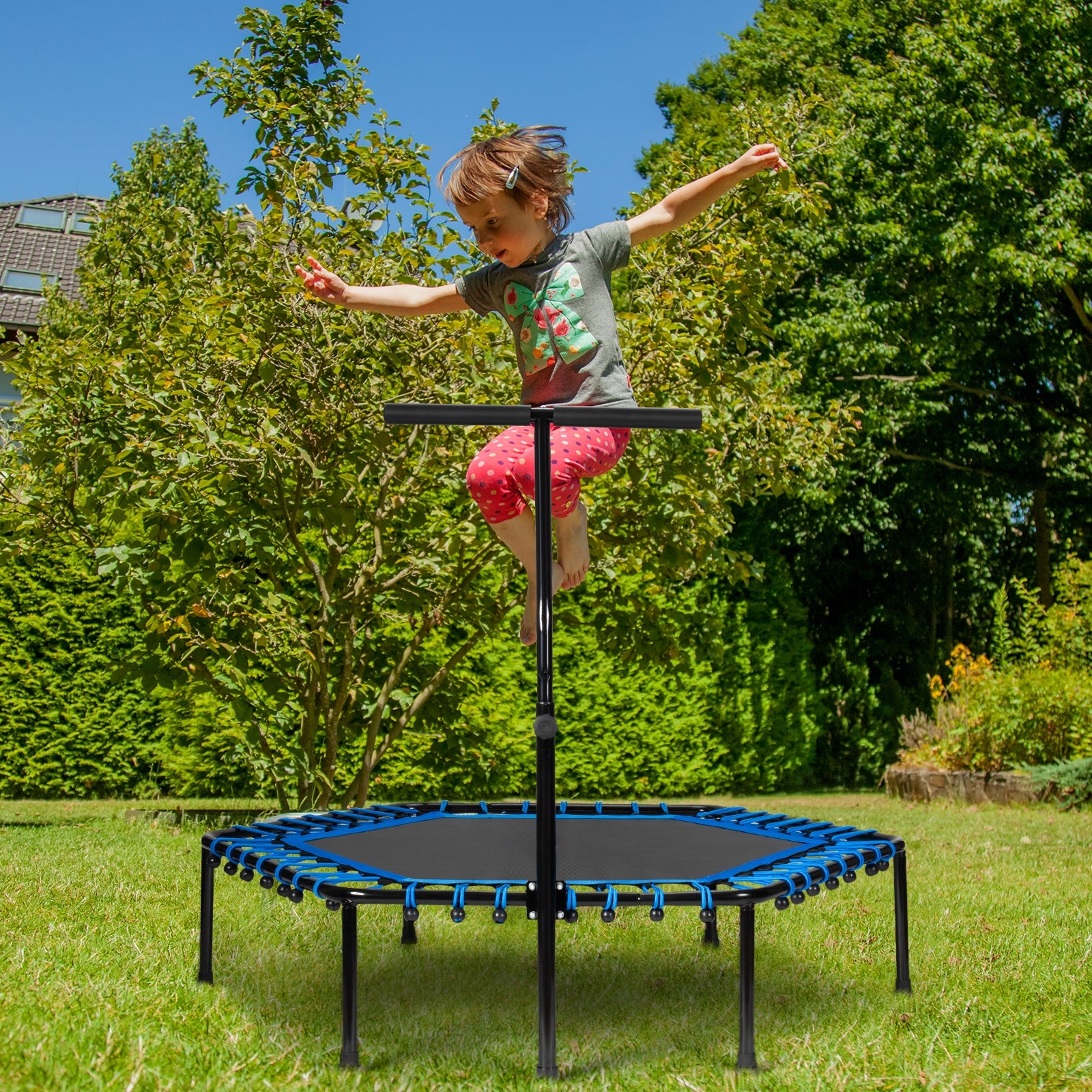 51" Mini Fitness Trampoline with Adjustable BarÂ