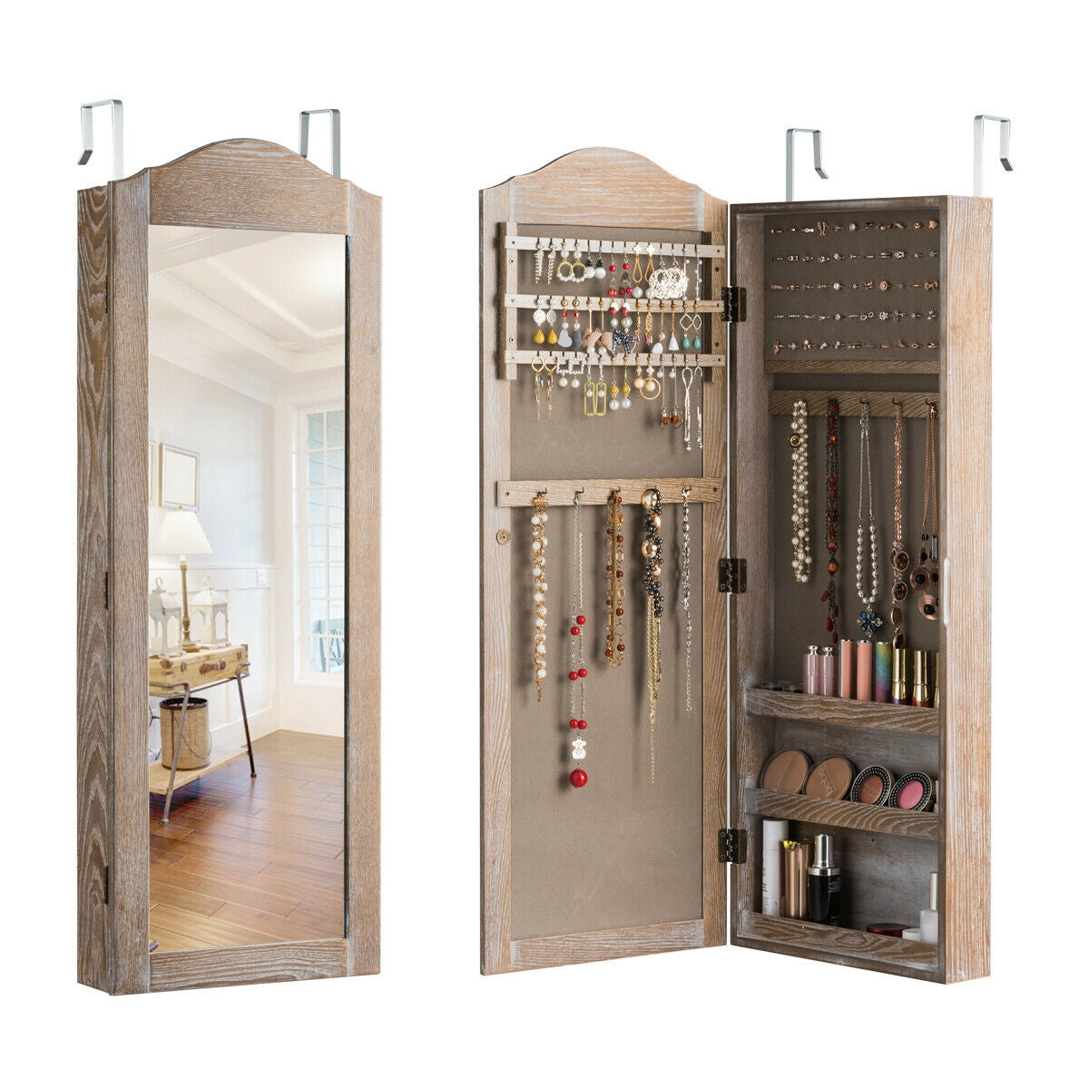 Wall/Door Mounted Jewelry Armoire Cabinet with MirrorÂ