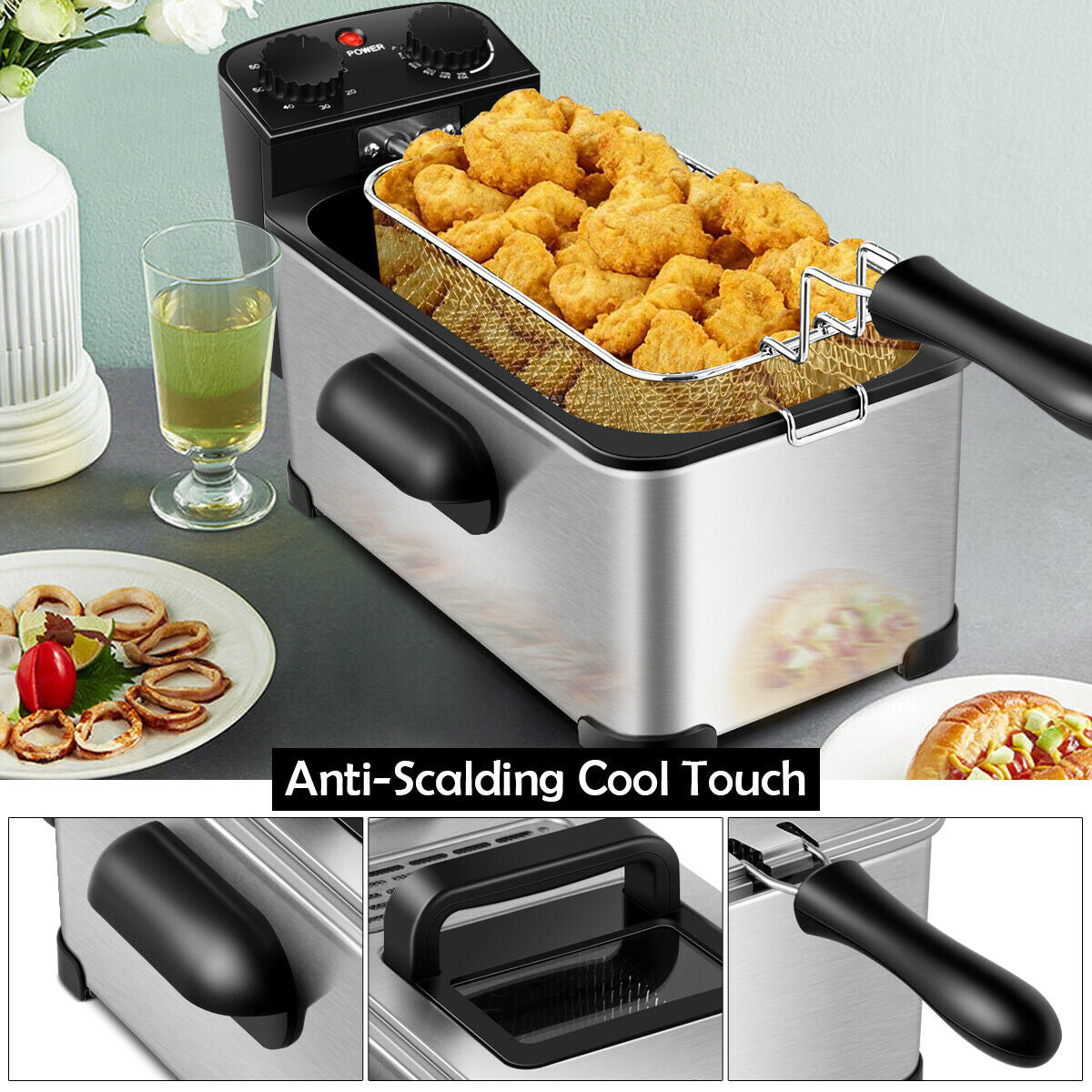 3.2 Quart Electric Stainless Steel Deep Fryer with TimerÂ