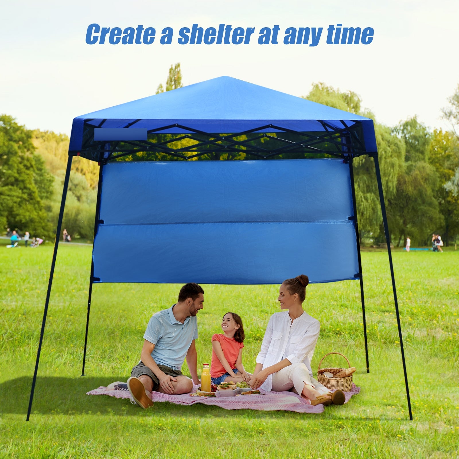 7 x 7 Feet Sland Adjustable Portable Canopy Tent with Backpack-BlueÂ