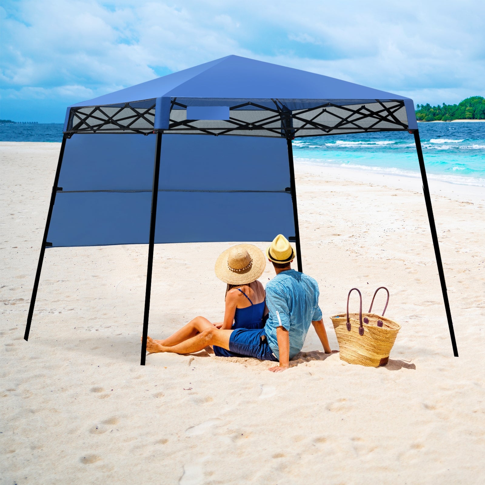 7 x 7 Feet Sland Adjustable Portable Canopy Tent with Backpack-BlueÂ