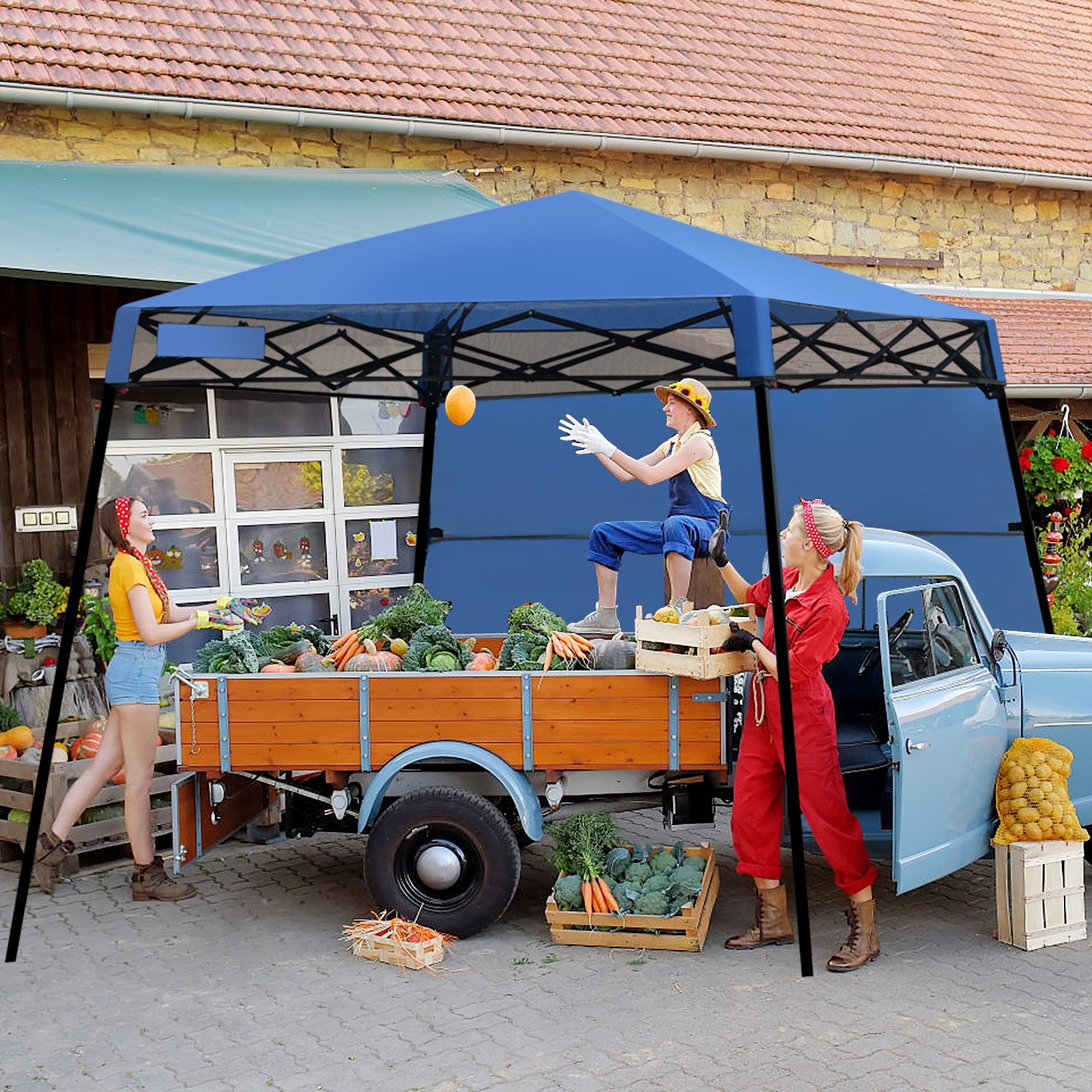 7 x 7 Feet Sland Adjustable Portable Canopy Tent with Backpack-BlueÂ