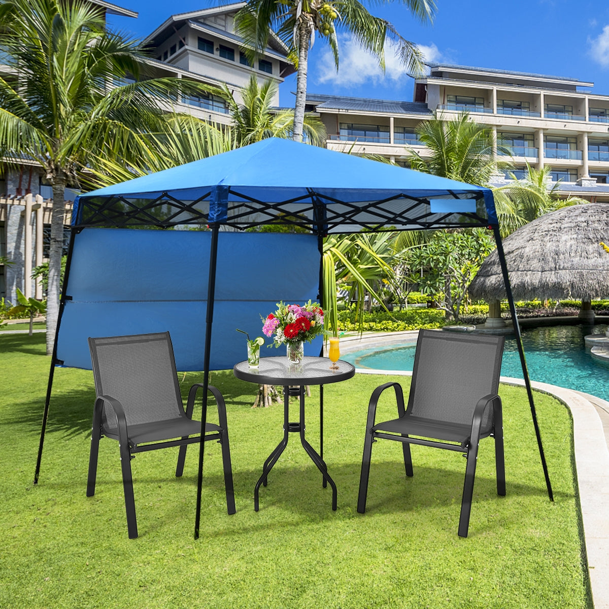 7 x 7 Feet Sland Adjustable Portable Canopy Tent with Backpack-BlueÂ