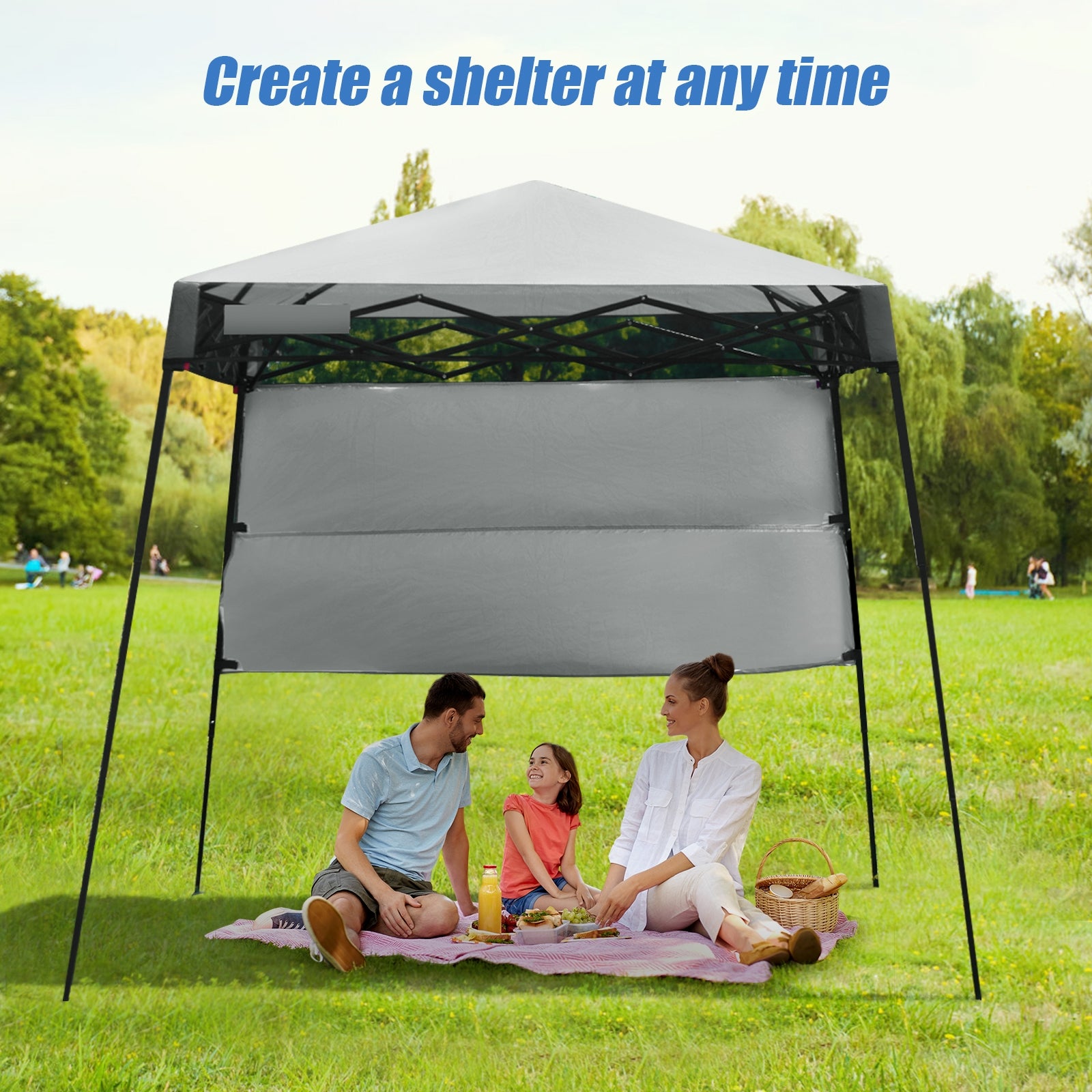 7 x 7 Feet Sland Adjustable Portable Canopy Tent with Backpack-GrayÂ