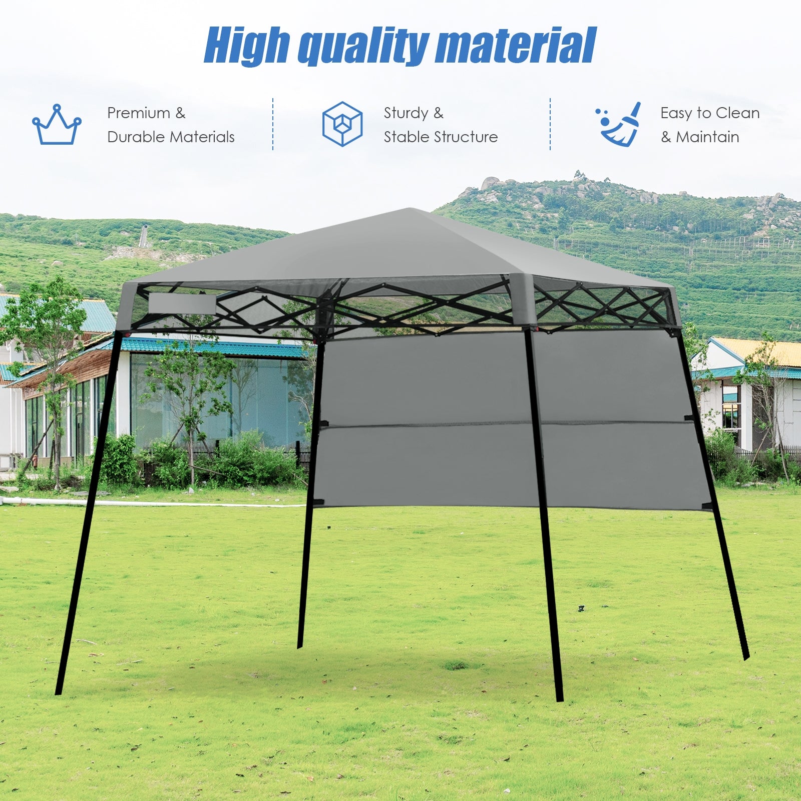 7 x 7 Feet Sland Adjustable Portable Canopy Tent with Backpack-GrayÂ