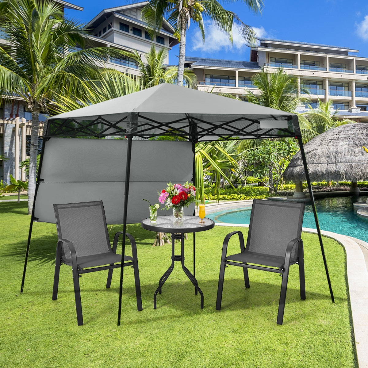 7 x 7 Feet Sland Adjustable Portable Canopy Tent with Backpack-GrayÂ