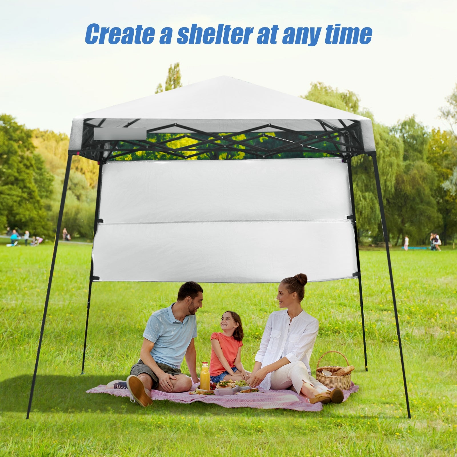 7 x 7 Feet Sland Adjustable Portable Canopy Tent with Backpack-WhiteÂ