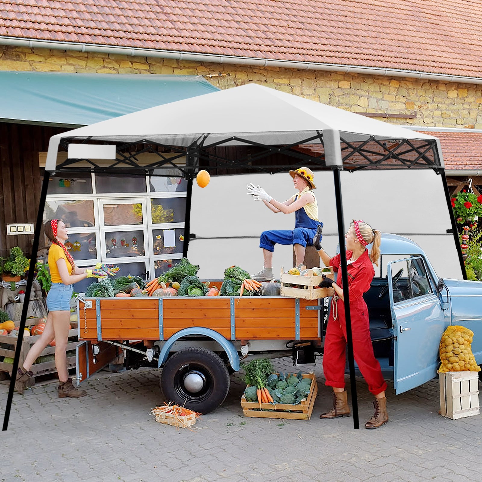 7 x 7 Feet Sland Adjustable Portable Canopy Tent with Backpack-WhiteÂ