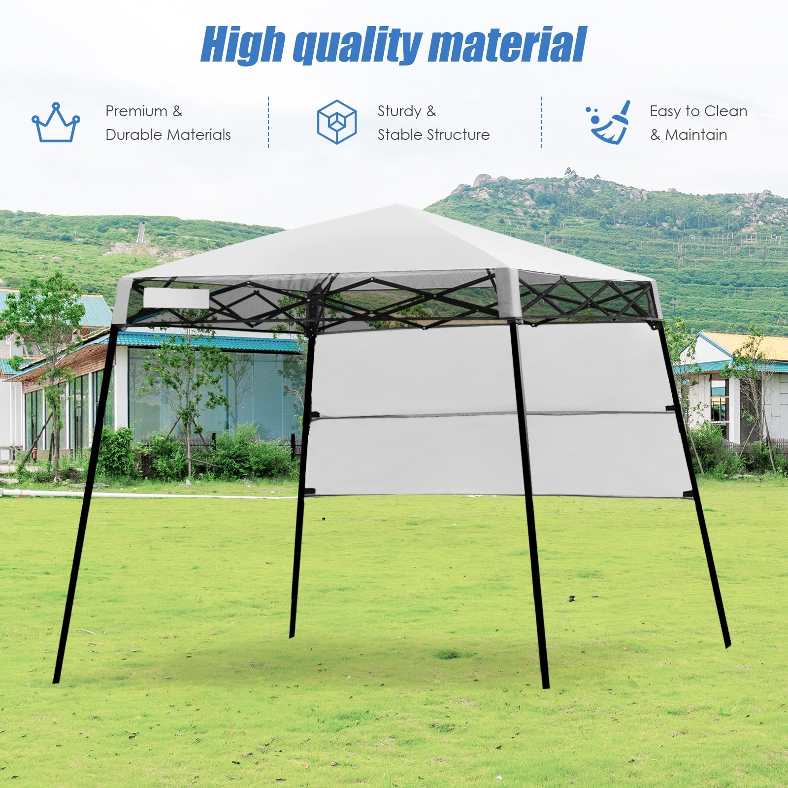 7 x 7 Feet Sland Adjustable Portable Canopy Tent with Backpack-WhiteÂ