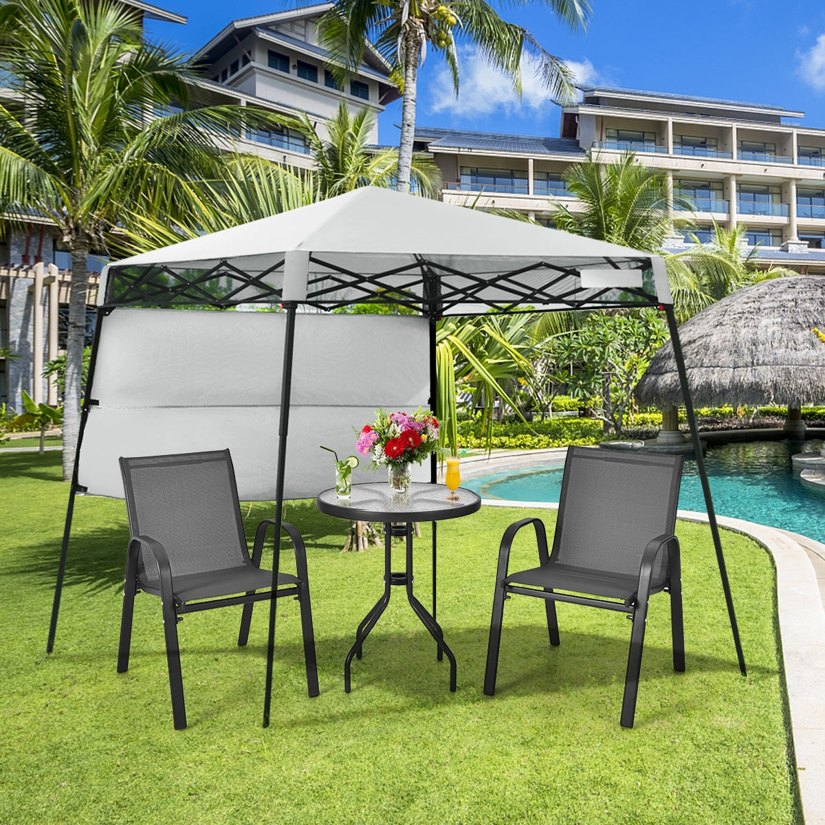 7 x 7 Feet Sland Adjustable Portable Canopy Tent with Backpack-WhiteÂ