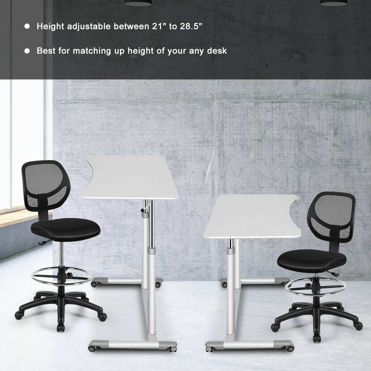 Adjustable Height Mid Back Mesh Drafting Office ChairÂ