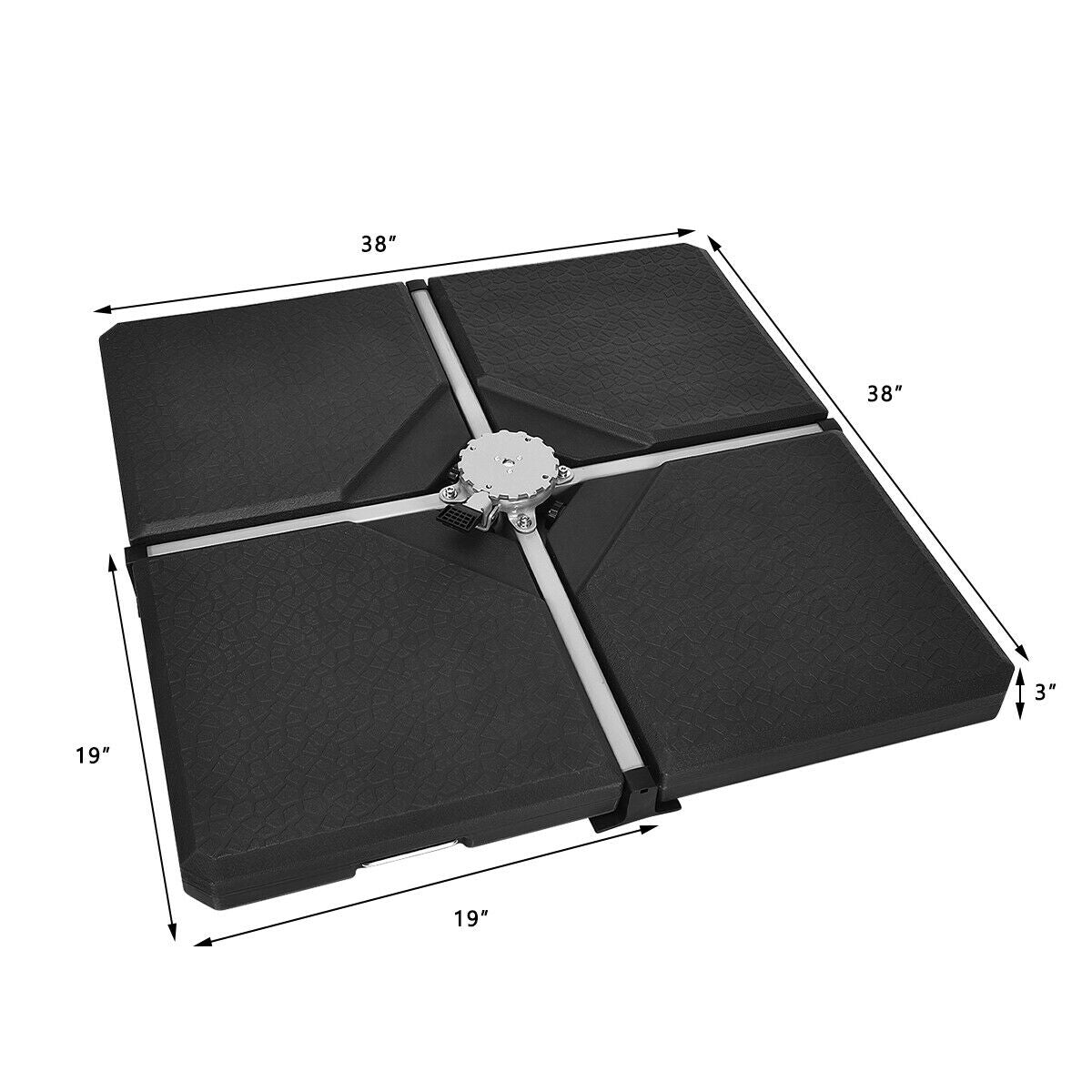 4 Pieces Square Fillable Patio Umbrella Base Set with Handle and FunnelÂ