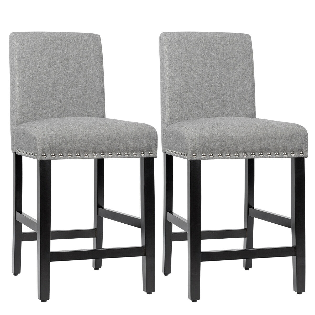 25 Inch Kitchen Chairs w/ Rubber Wood Legs-GrayÂ