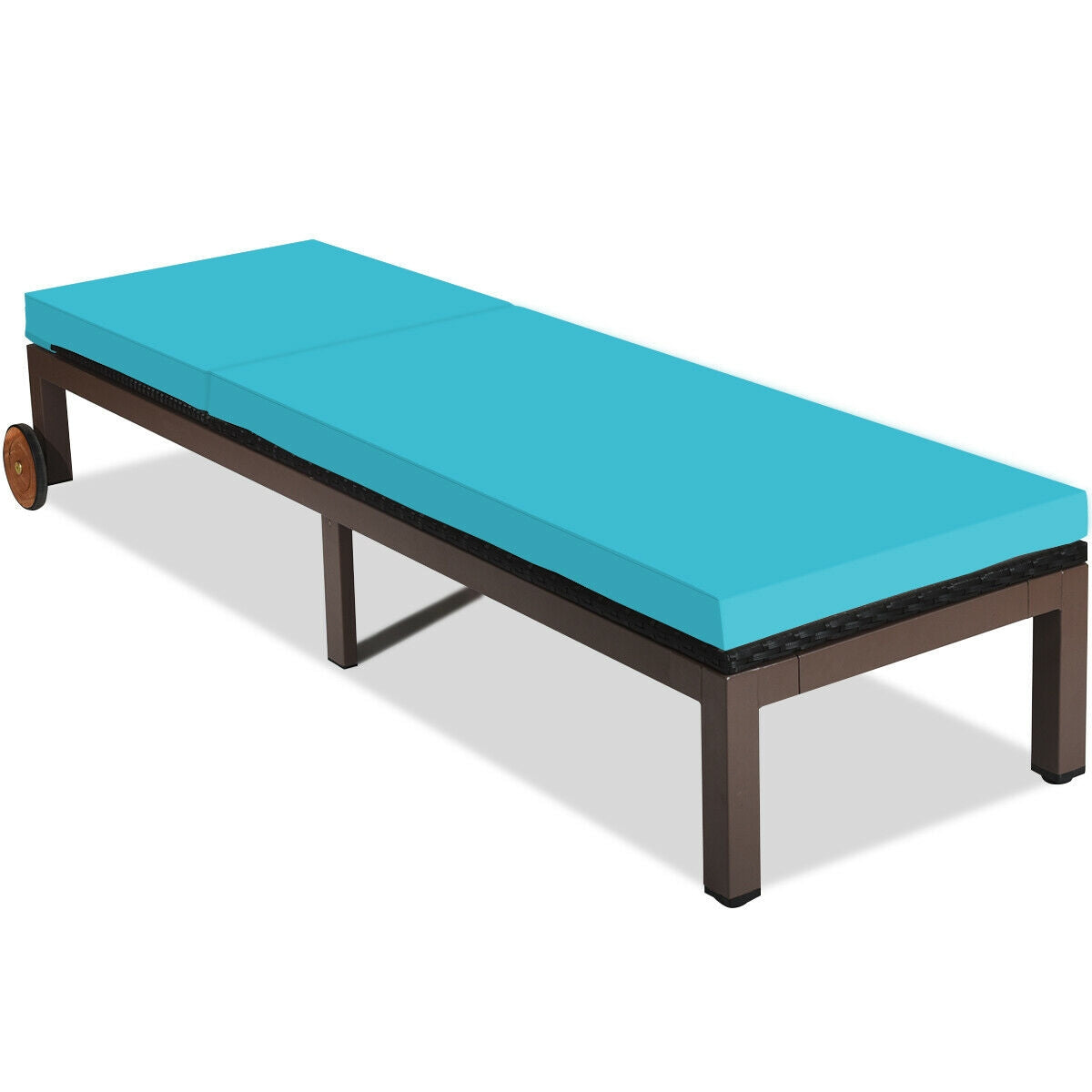 Patio Chaise Lounge Chair Outdoor Rattan Lounger Recliner Chair-TurquoiseÂ