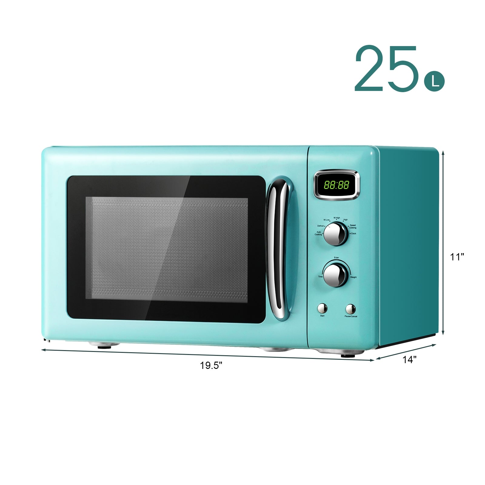 0.9 Cu.ft Retro Countertop Compact Microwave Oven-GreenÂ