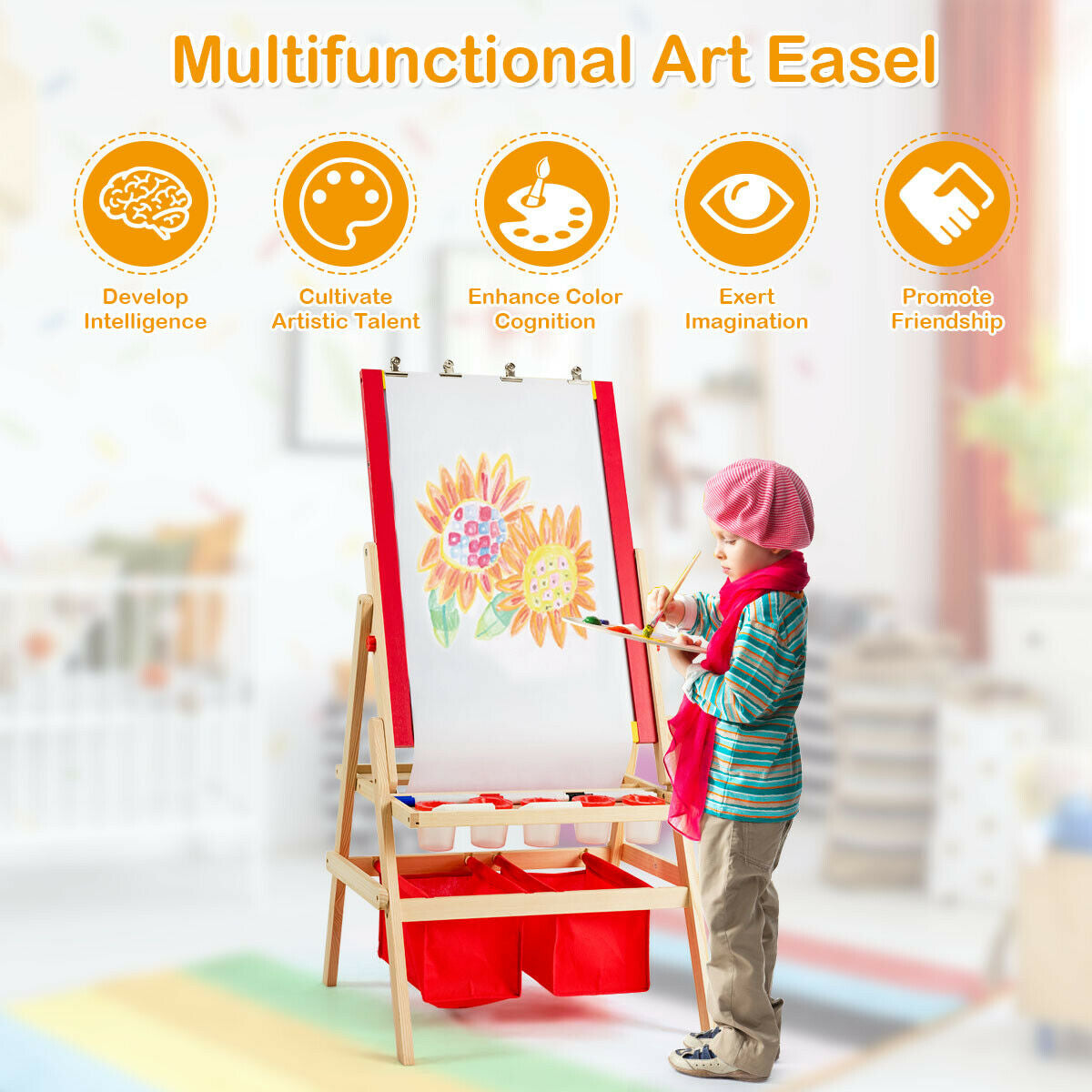 Flip-Over Double-Sided Kids Art EaselÂ
