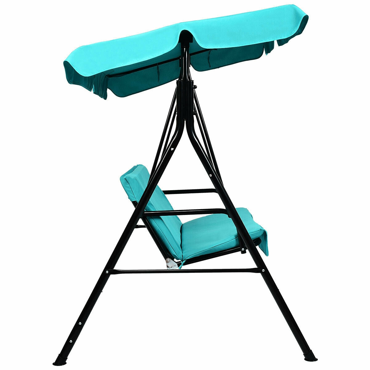Loveseat Cushioned Patio Steel Frame Swing Glider -BlueÂ