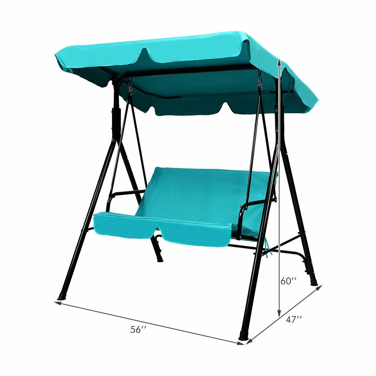 Loveseat Cushioned Patio Steel Frame Swing Glider -BlueÂ