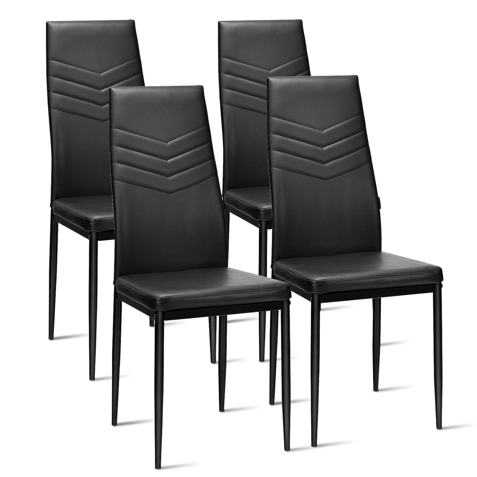 Set of 4 High Back Dining Chairs with PVC Leather and Non-Slip Feet PadsÂ