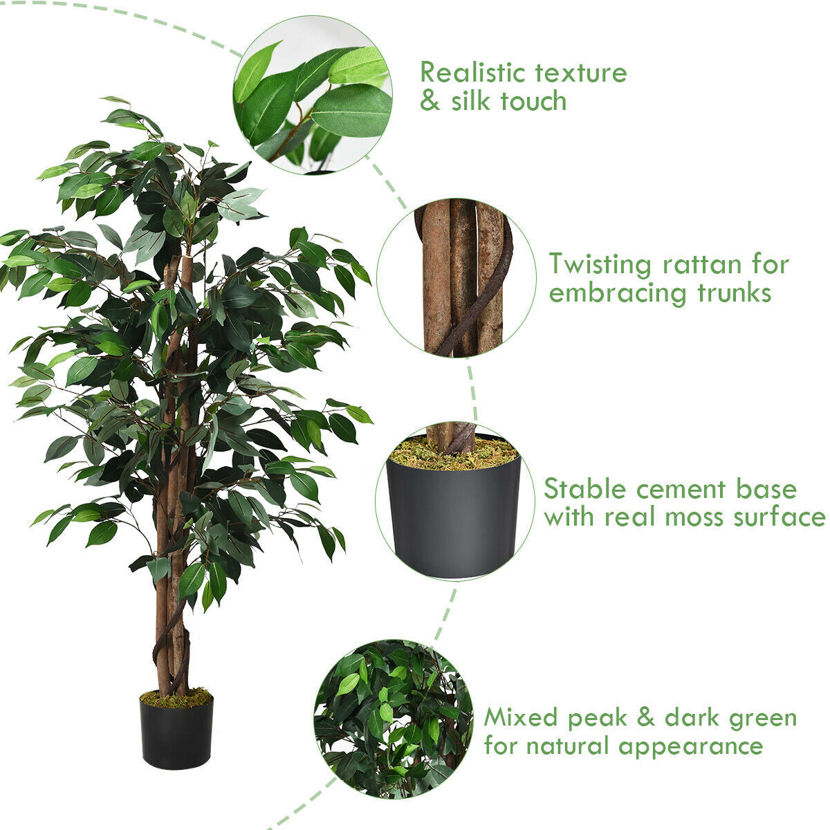 4 Feet Outdoor Trunks Artificial Ficus Silk TreeÂ