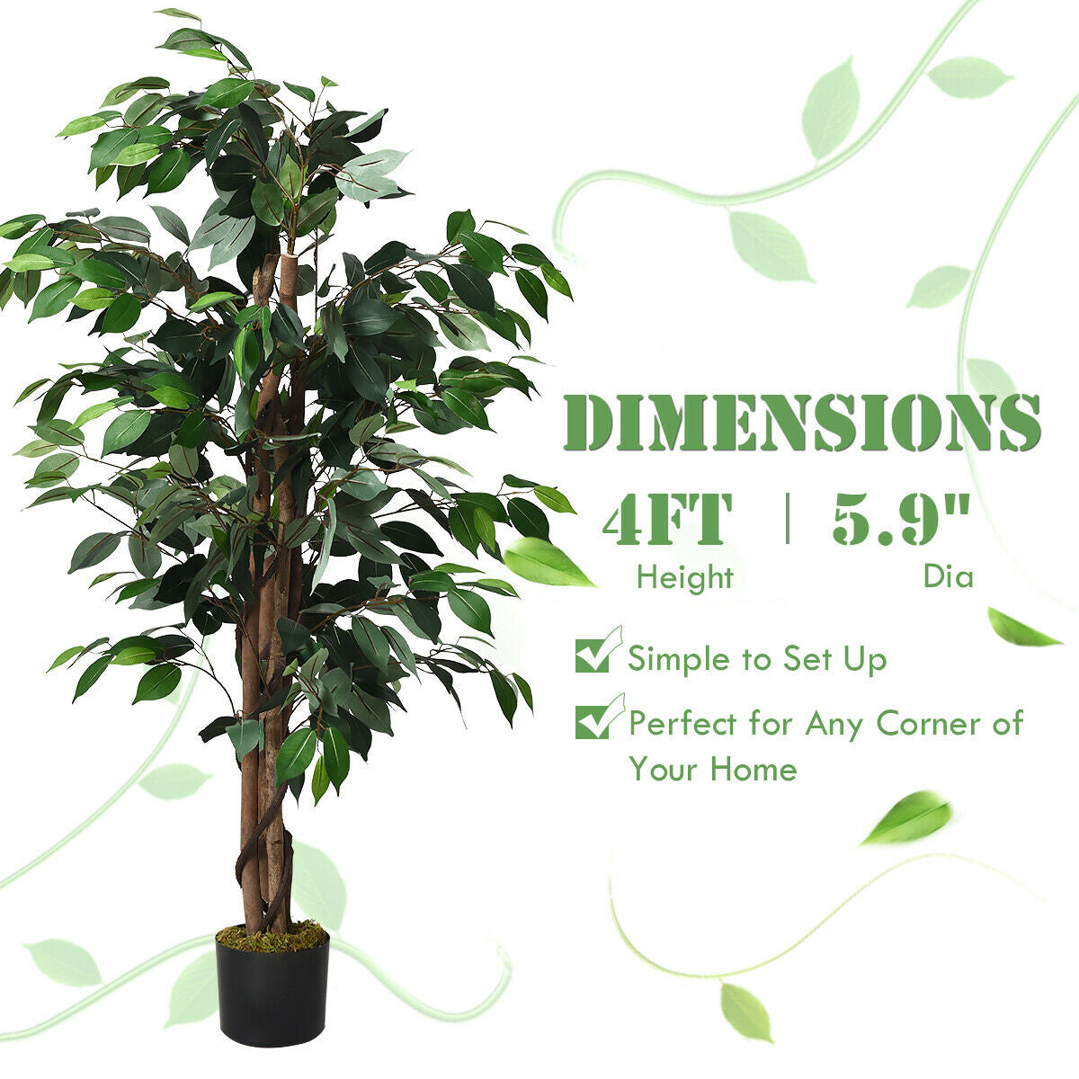 4 Feet Outdoor Trunks Artificial Ficus Silk TreeÂ