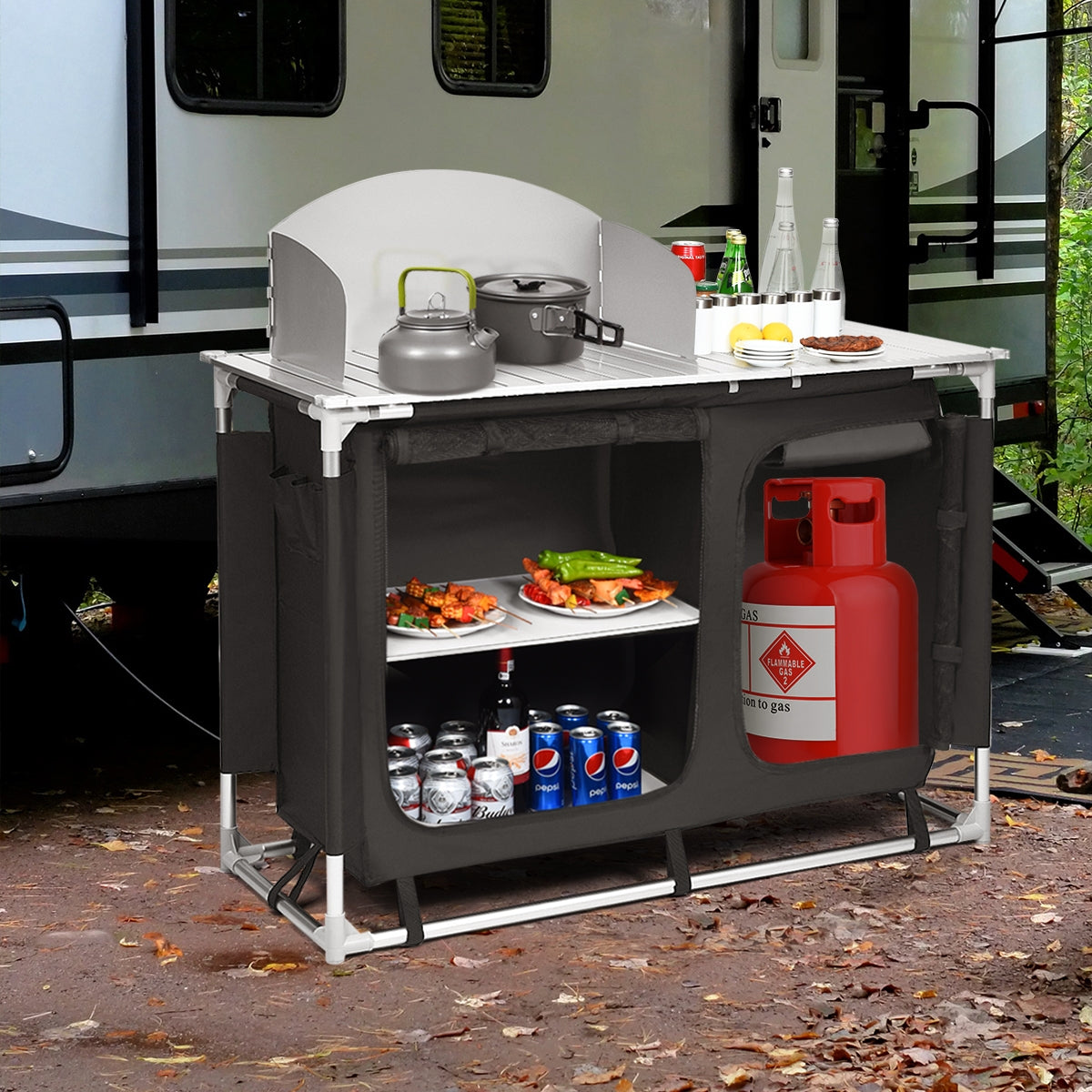 Portable Camp Kitchen and Sink TableÂ