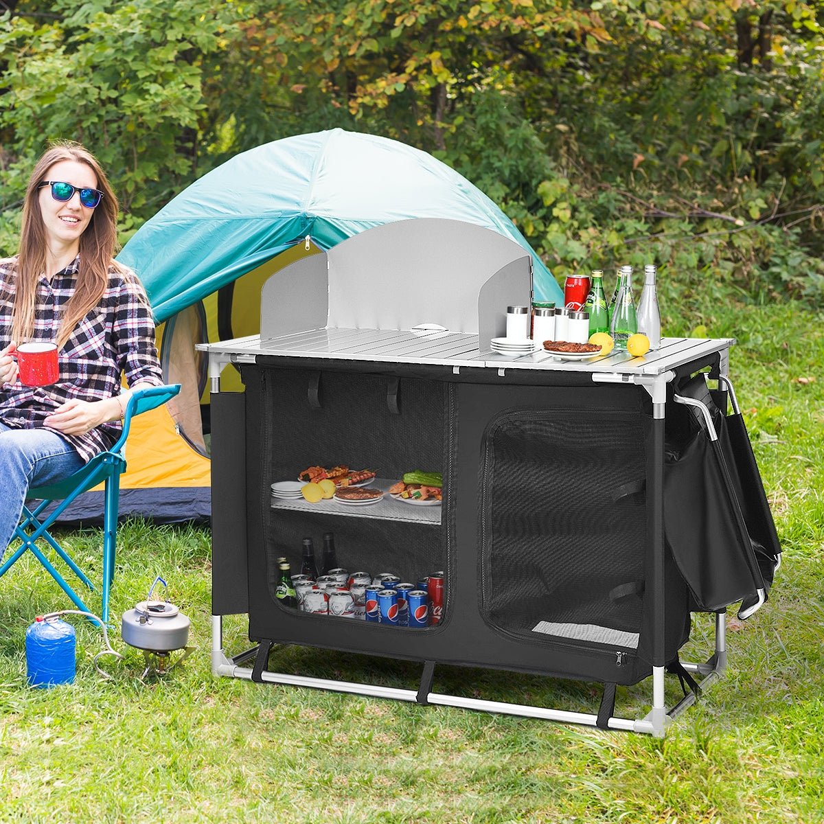 Portable Camp Kitchen and Sink TableÂ