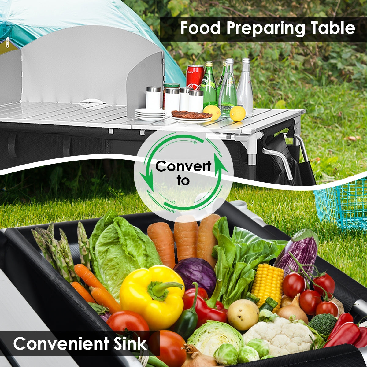 Portable Camp Kitchen and Sink TableÂ