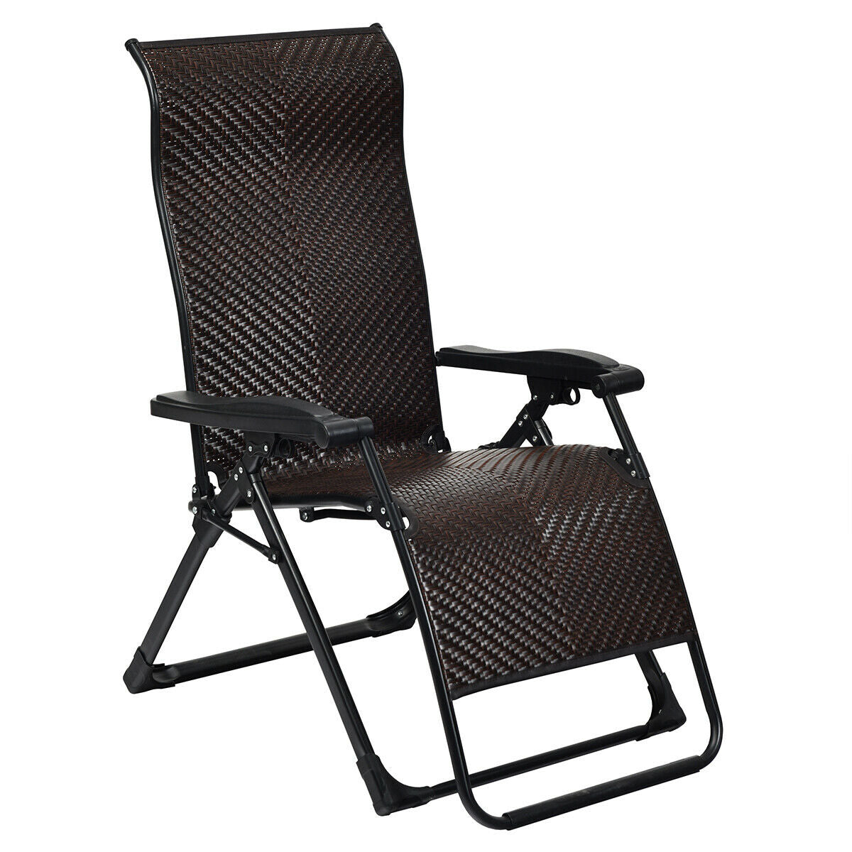 2 Pieces Patio Rattan Zero Gravity Lounge ChairÂ