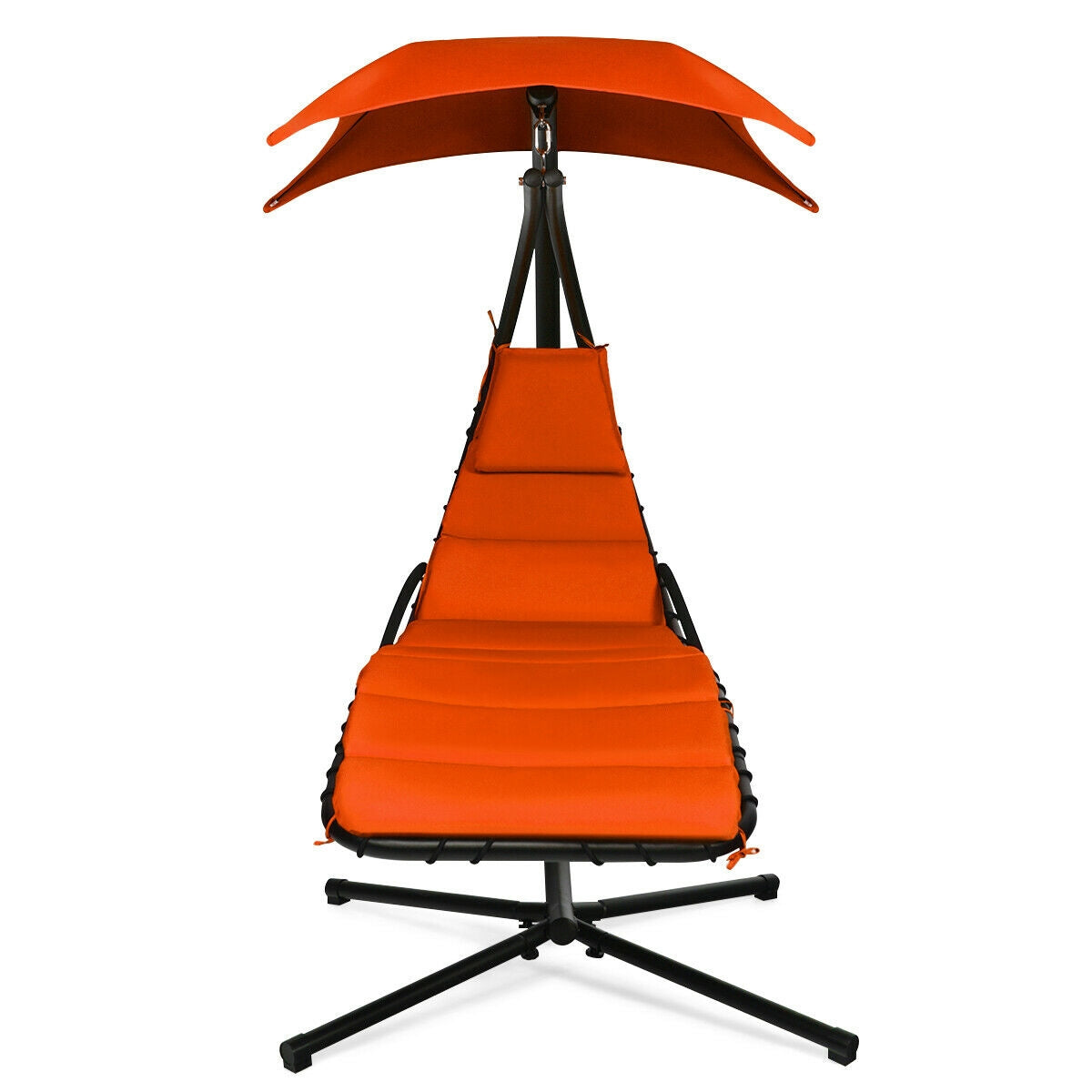 Hanging Stand Chaise Lounger Swing Chair with Pillow-OrangeÂ