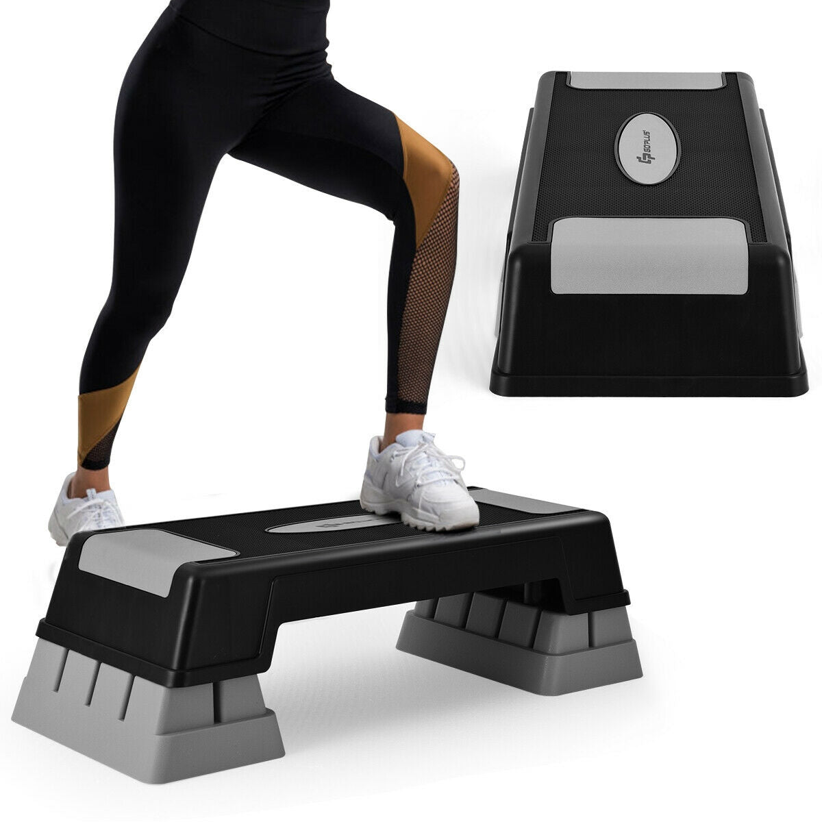 Aerobic Exercise Stepper Trainer with Adjustable Height-GrayÂ