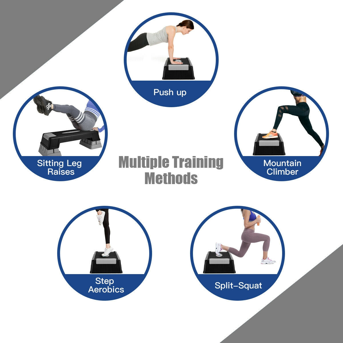 Aerobic Exercise Stepper Trainer with Adjustable Height-GrayÂ