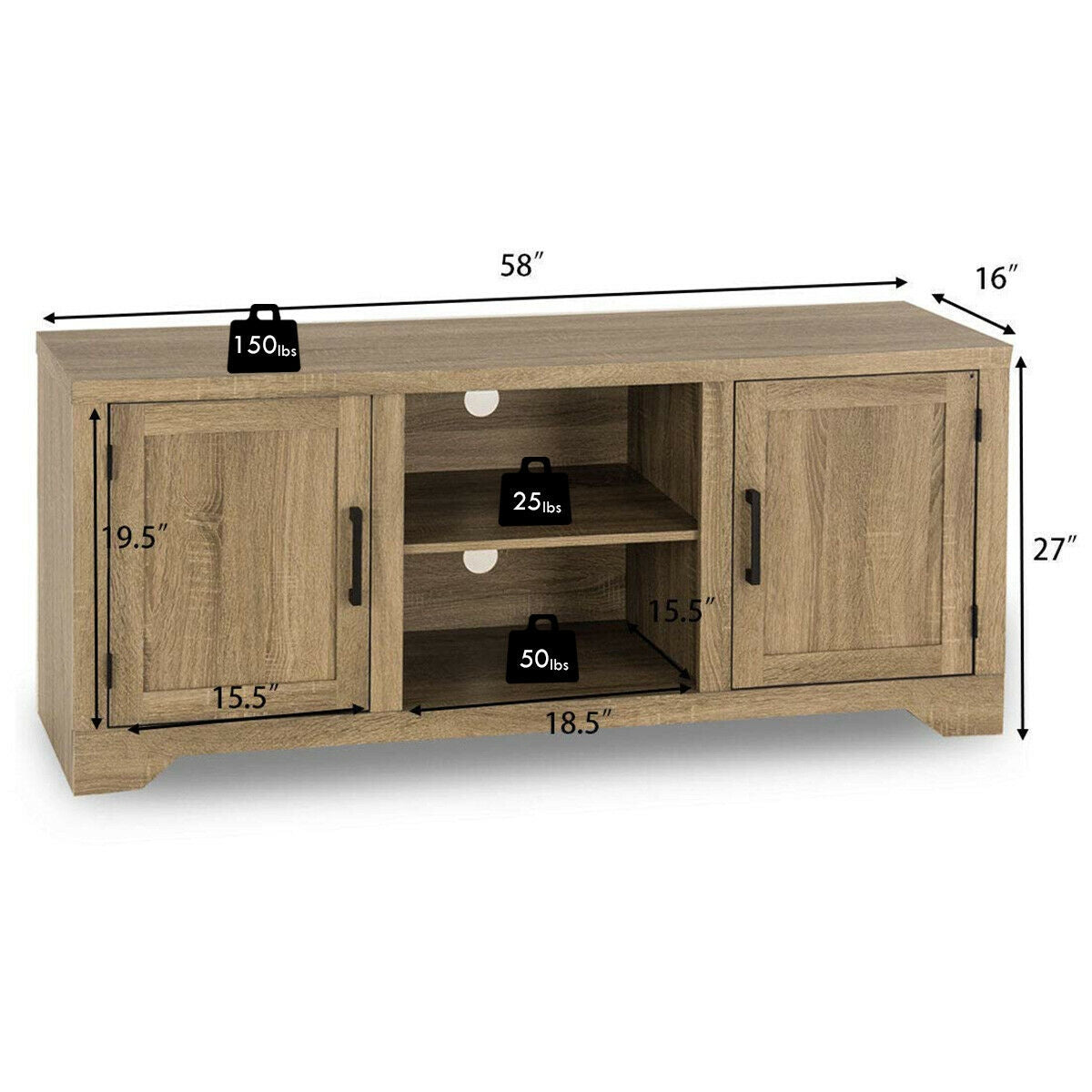 Rustic TV Stand Entertainment Center Storage CabinetÂ