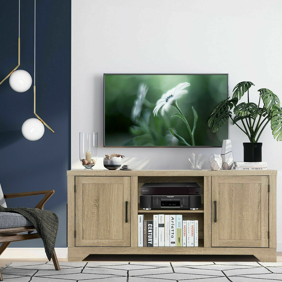 Rustic TV Stand Entertainment Center Storage CabinetÂ