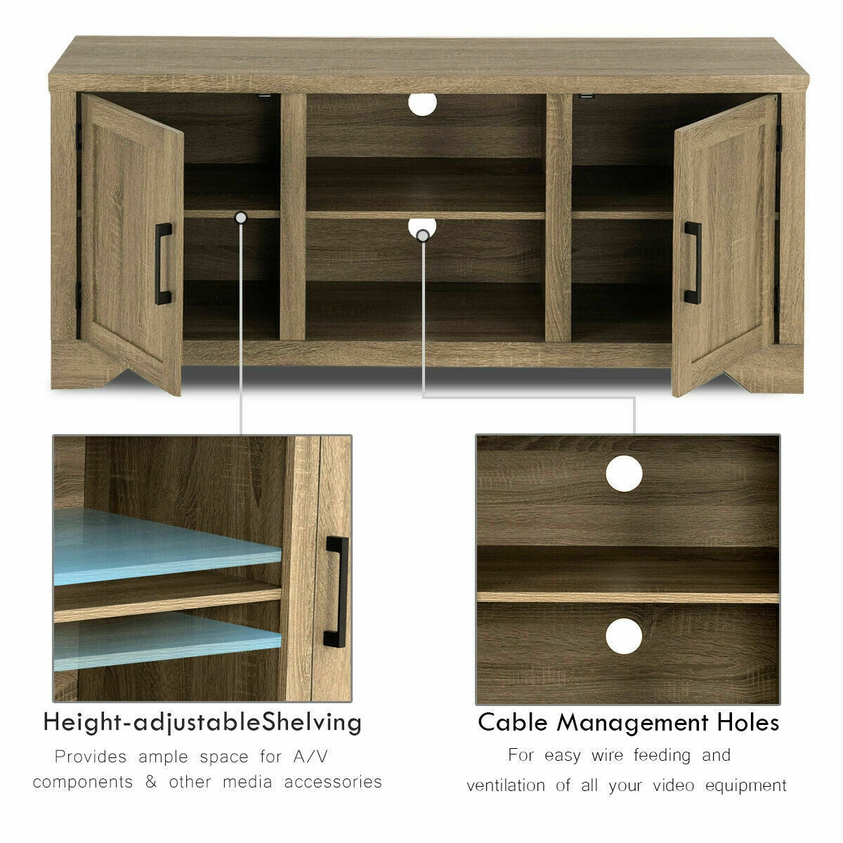 Rustic TV Stand Entertainment Center Storage CabinetÂ