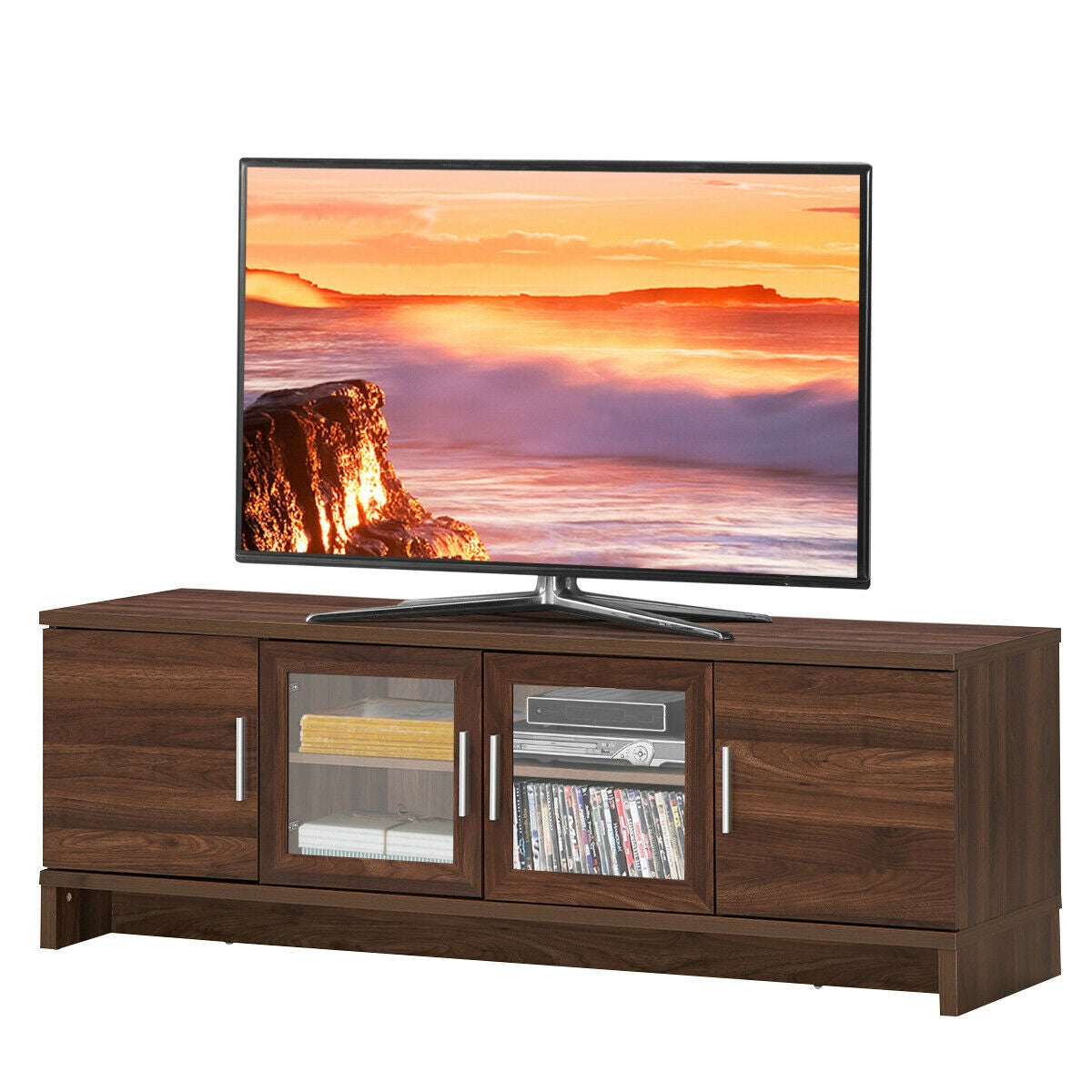Media Entertainment TV Stand for TVs up to 70 Inch with Adjustable Shelf-WalnutÂ