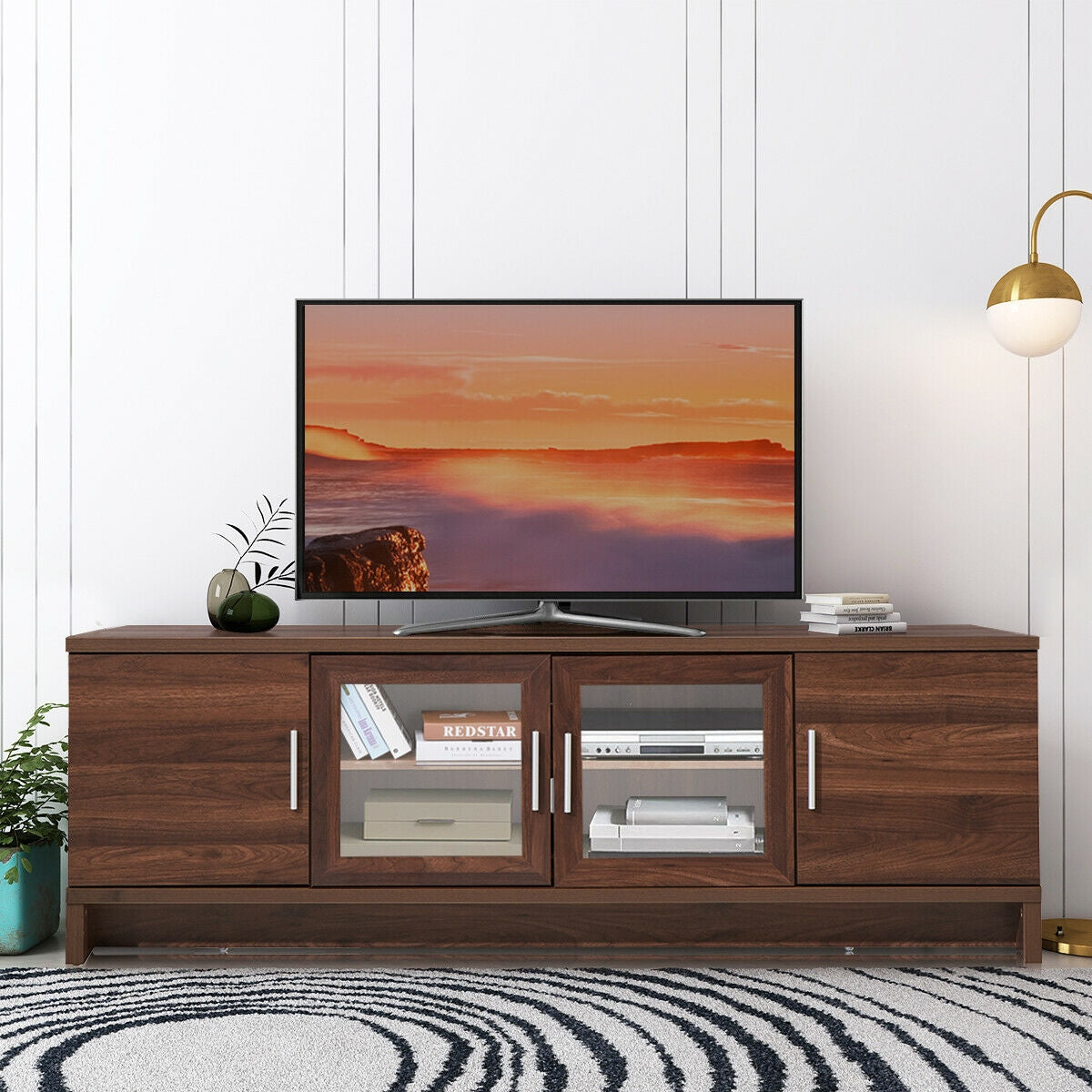 Media Entertainment TV Stand for TVs up to 70 Inch with Adjustable Shelf-WalnutÂ
