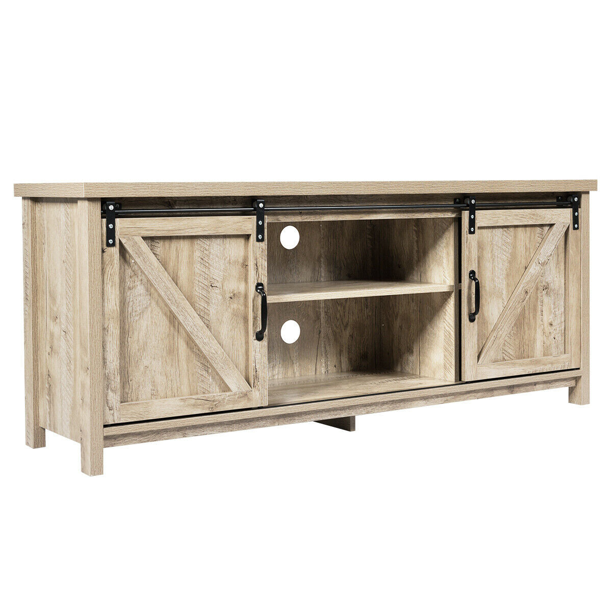 TV Stand Media Center Console Cabinet with Sliding Barn Door-GrayÂ