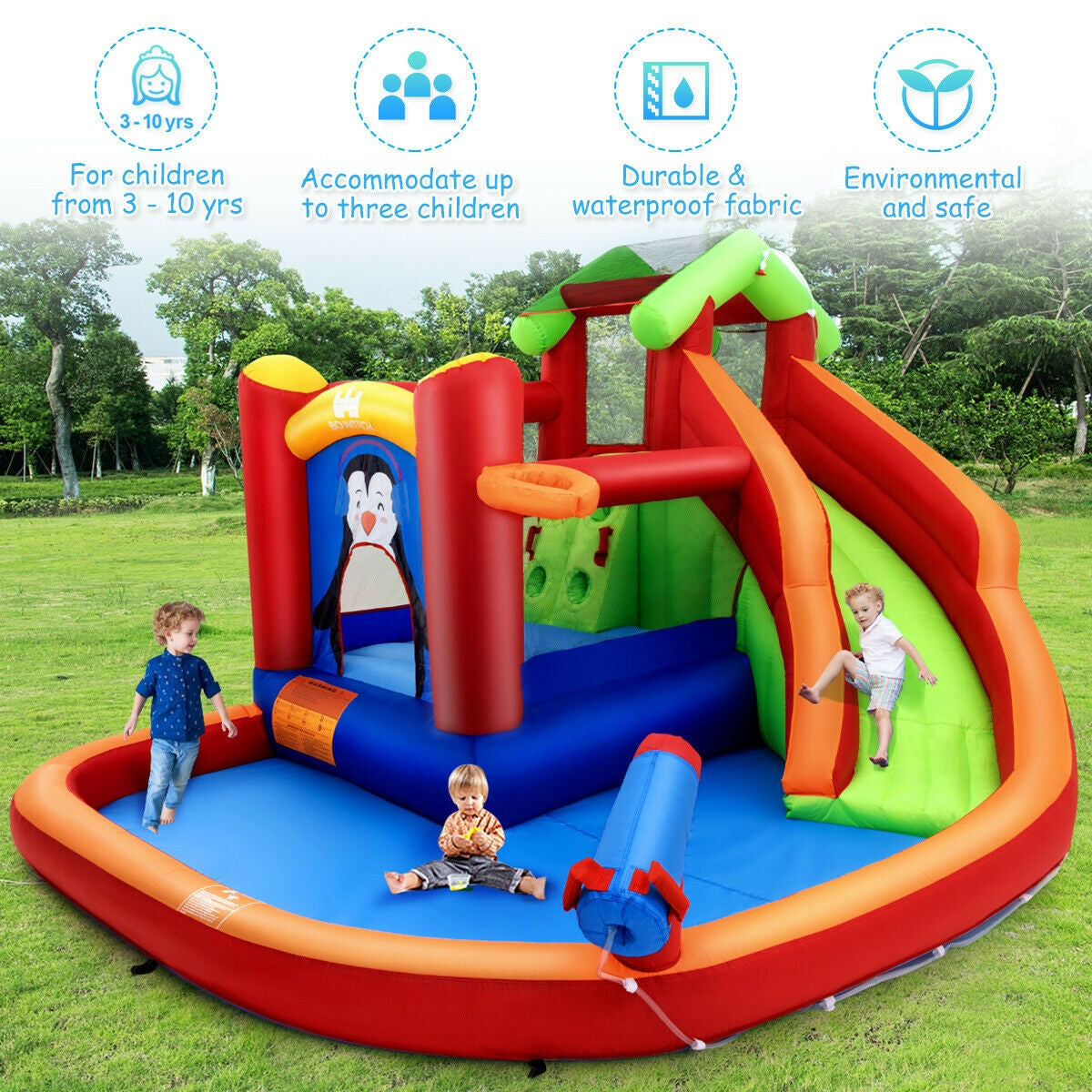 Inflatable Slide Bouncer and Water Park Bounce House Without BlowerÂ