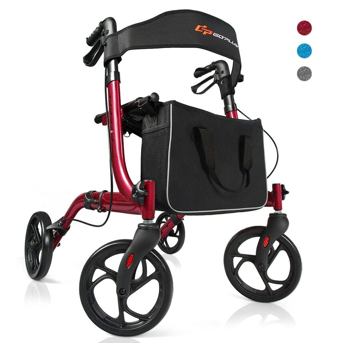 Folding Aluminum Rollator Lightweight Medical Walker-RedÂ